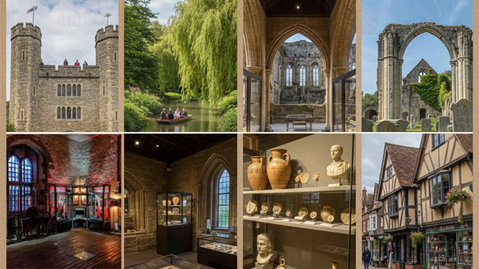 Best City to explore in London, Westgate Towers Museum & Viewpoint, Westgate Gardens, Canterbury Roman Museum, St. Augustine's Abbey, and King's Mile